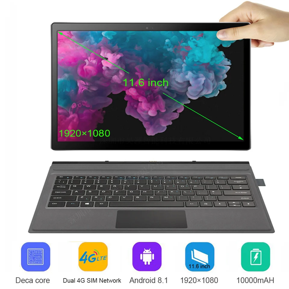  2 In 1 PC Tablet With Keyboard Laptop Tablet 11.6 Inch android Tablet 10 cores Drawing Tablet 4G LT