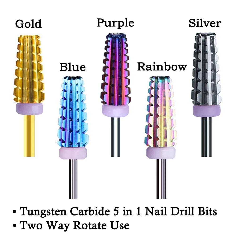 

10PCS/Bag 2021 NEW Professional Drill, Multi-function, 5 In 1 Tapered Shape Nail Drill Bits, For Manicure Machine