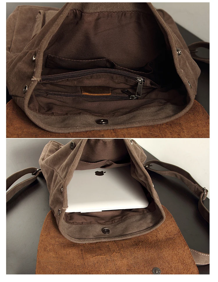 Fashion Backpack Leather Canvas men Backpack Women School Bag Bagpack Rucksack male Daypack Knapsack Teenager mochila Hiking New 5