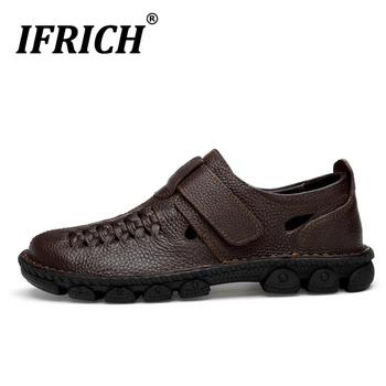 

New Casual Sneakers For Men Genuine Leather Flats Shoes Mens Anti-Slip Adult Casual Shoe Rubber Bottom Youth Fashion Men Shoes