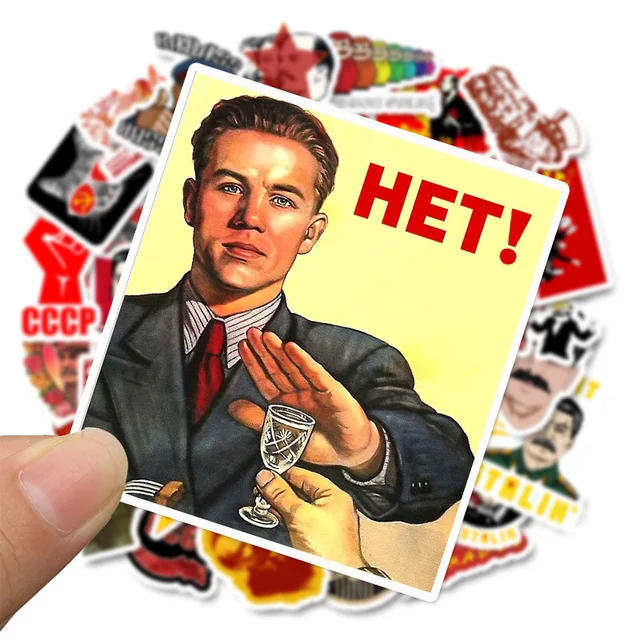 50 PCS Mixed Soviet Union Stalin USSR CCCP HET Stickers Waterproof PVC Skateboard Guitar Phone Motorcycle Laptop Luggage Sticker 2