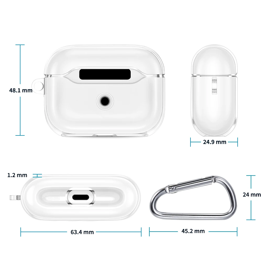 Прозрачный чехол ESR для AirPods Pro, прозрачный защитный чехол из ТПУ с брелком, Воздушная пульсация, пылезащитный чехол для AirPods Pro