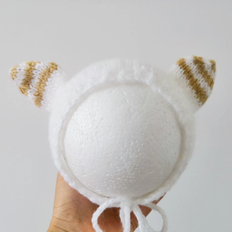 Handmade Crochet Animal Hat Mohair Newborn Baby Photography Props Infant Boys Girls 3d Ears Bonnet Bebe Accessories Beanie