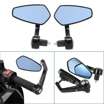 

New Pair of Motorcycle End Bar Rearview Mirror Universal 7/8" Handle Bar 360 Degree Swivel & Angle Adjustable Side View Mirrors