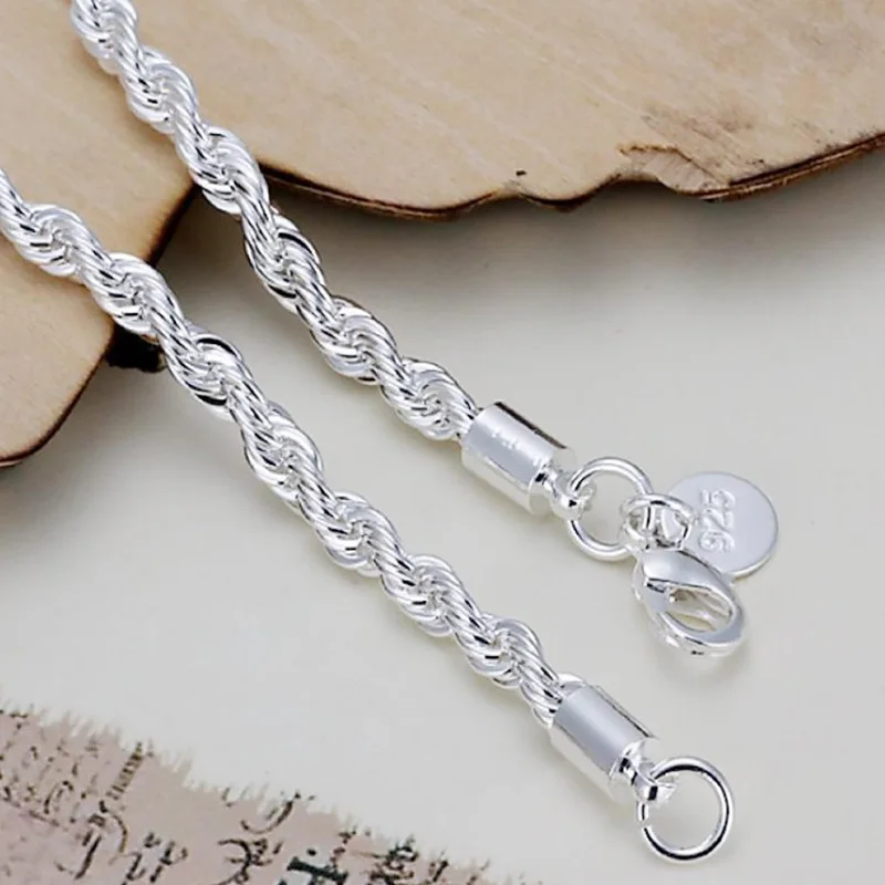 Silver Color Twisted Bracelet Women Men Fashion Solid Wedding Bride Charm Chain Female Elegant