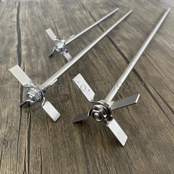 1 conjunto 304 pá de quatro lâminas de aço inoxidável com haste, diâmetro 60/70mm agitador de quatro lâminas usado em experiências de agitação de laboratório