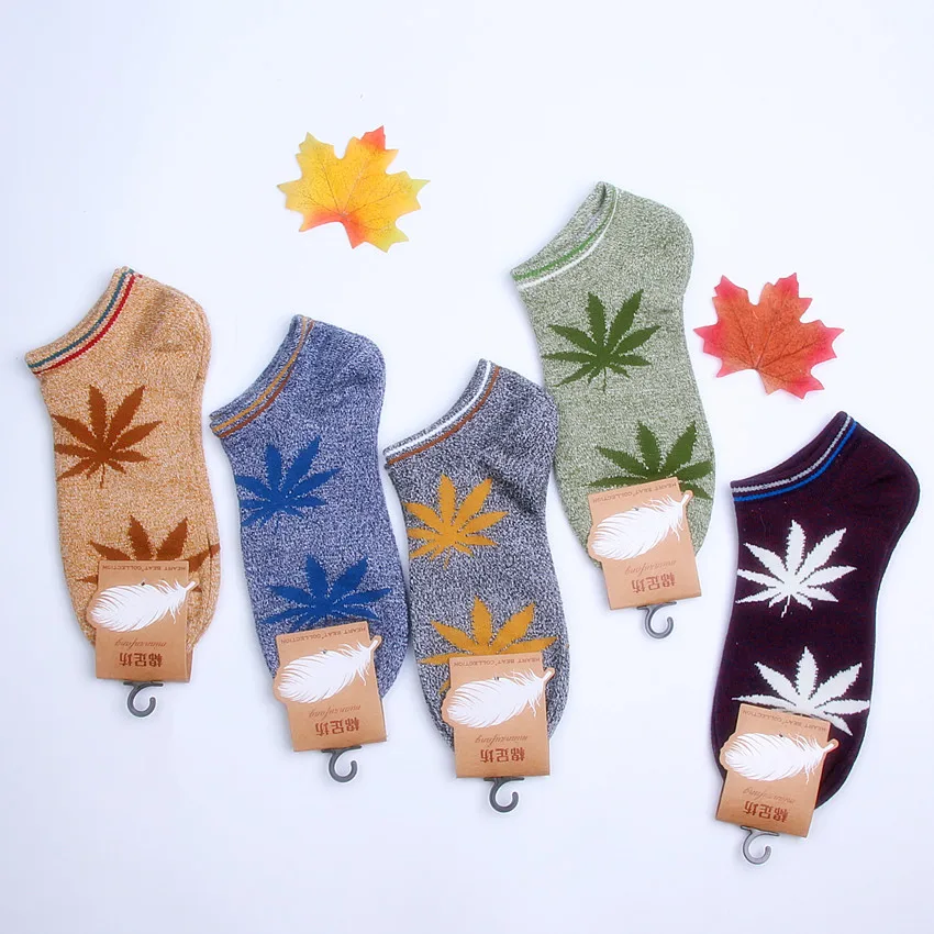 

10pcs = 5 pairs Men's socks from maple reinforcement summer skate socks Men Harajuku Hemp Socks Meias size eur38-43