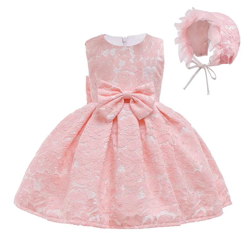 Новое кружевное платье-пачка+ шляпа, платье принцессы с лепестками для маленьких девочек свадебные платья для маленьких девочек милый ребенок, 1 год, день рождения - Color: as picture