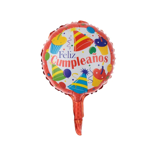 10pcs/lot 10inch Feliz Cumpleanos Spanish Happy Birthday Balloons Round Mylar Helium Balloon Happy Birthday Party Air Globos N5