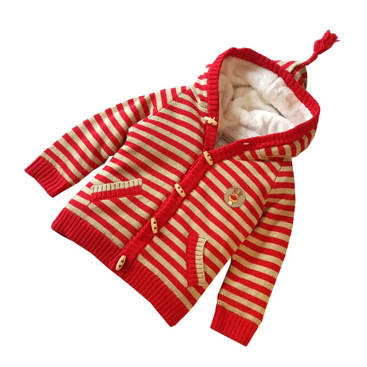 Children's Plus Velvet Sweater Baby Boy Girl Cotton Thicken Sweater Kids Thicken Warm Outdoor Coat Infant Sweater Wholesale