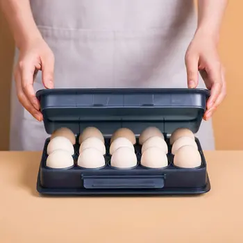 

Egg Dispenser Storage Box Kitchen Fresh-keeping Breathable Stackable Storage Box With Lid Household Plastic Egg Rack