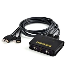 1X2 Port Usb Hdmi Kvm Switch Switcher Cable for Dual Monitor Keyboard Mouse Kvm Switch new kvm switch box usb 2 0 4 port keyboard video monitor vga kvm switch box and 4 cables for pc keyboard mouse high quality