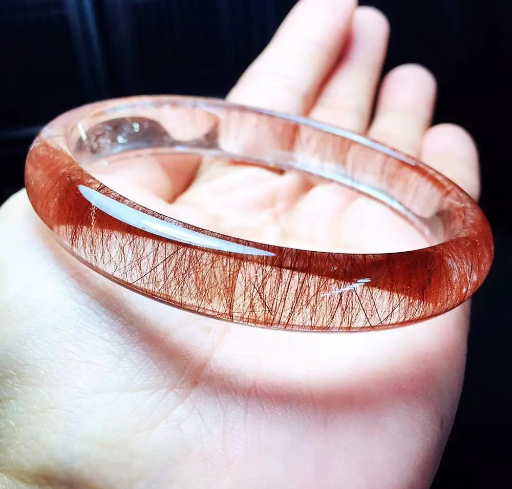 

Natural Red Rutilated Quartz Woman Bangle Lady From Brazil Gemstone Love Crystal Bangle Inner Diameter 61mm AAAAA Certificate