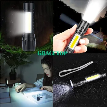 Portable Rechargeable Zoom LED Flashlight XP-G Q5 Flash Light Torch Lantern 3 Lighting Modes Camping Light Mini Led Flashlight 6