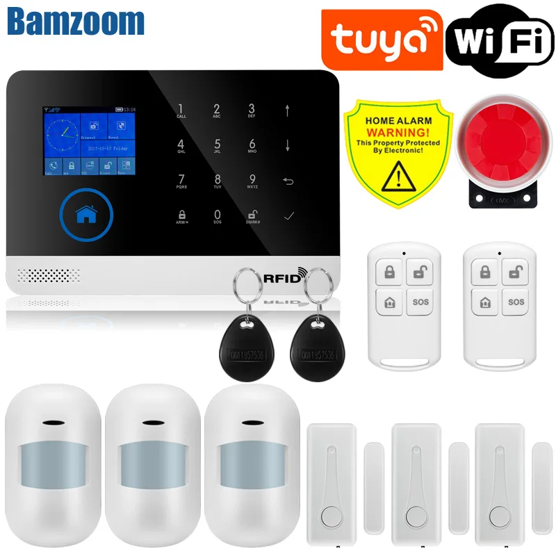 Tuya Wifi GSM Alarm System Wireless Detectors Alarm Smart Home APP Control English/Russian/Spanish/France/Italian ring alarm hub plus keypad Alarms & Sensors