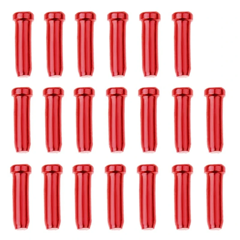 

20pcs Bicycle Tube Inner Sleeve Shift Brake Core Cap Aluminum End Cap - Red