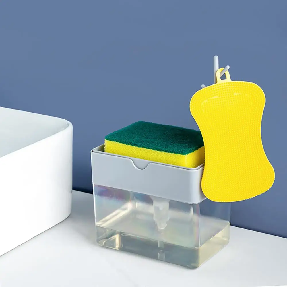 

Soap Dispenser 2-in-1Sponge Rack Holder Organizer Soap and Sponge Container Storage shelf Soap Case Caddy Kitchen Tool