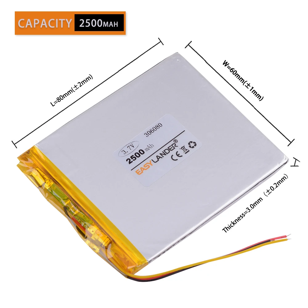 Полимерная литиевая батарея 306080 3 7 v 2500mah Love Landing PDA смарт планшетный компьютер
