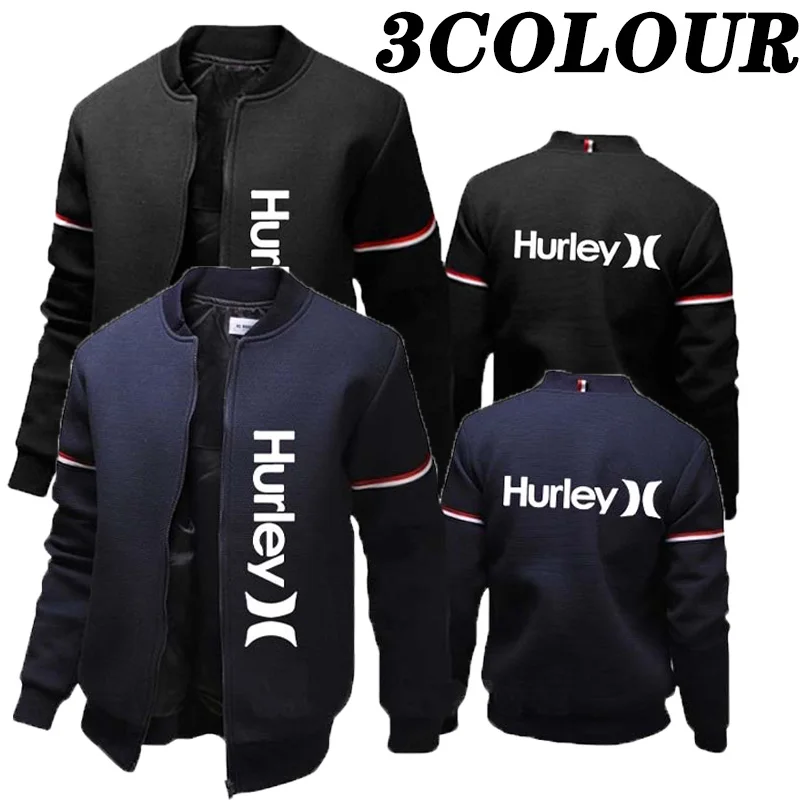 Модная мужская осенне-зимняя однотонная куртка с принтом Hurley Повседневная