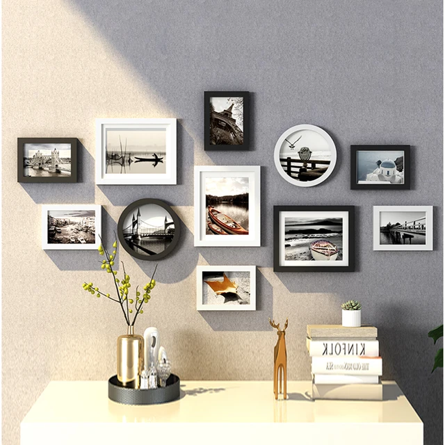 Marco de fotos clásico de madera para colgar en la pared, decoración del  hogar, recomendado para pareja de bodas, marcos de fotos en blanco y negro,  13 piezas por juego - AliExpress