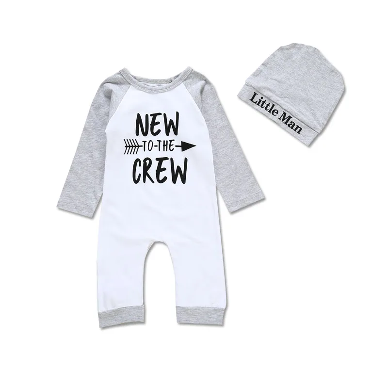 Newborn Baby Spring Autumn Clothing Boy Girl Long Sleeve Romper Cotton Solid Jumpsuits Sunsuit 2pcs Outfit Set Clothes | Детская одежда