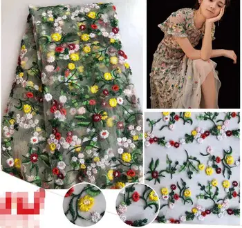 

Multicolor mesh embroidered fabric embroidered lace cloth dress embroidered lace cloth