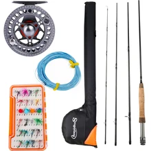 Sougayilang, 4 секции, удочка для ловли нахлыстом и 5/6, катушка для нахлыстом, комбо, 2,7 м, карбоновая удочка, рыболовная леска, сумка, приманка, подводная линия, полный комплект