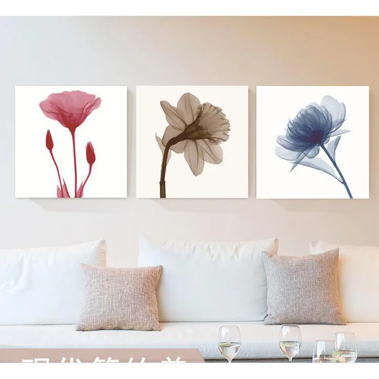 

Fresh Art Decoration Triple Flower Wall Hanging Painting Cross Border Hot Selling Wish Art Spray Painting