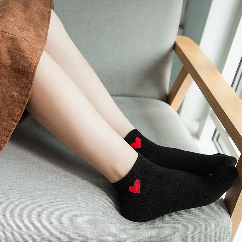 

3pair Love Heart Patterns Cute Sock Women Girls Cotton Socks Short Ankle Socks Comfortable Shallow Mouth Socks for Girls