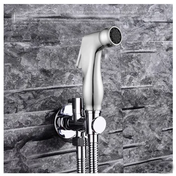 

Bidet spray gun faucet all-in-one copper belt socket bracket three-way angle valve double outlet spray gun seat angle valve