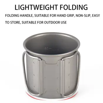 

High-quality Titanium Cup Multi-function Camping Outdoor Heating Mug Handle Foldable Titanium Pot With Lid