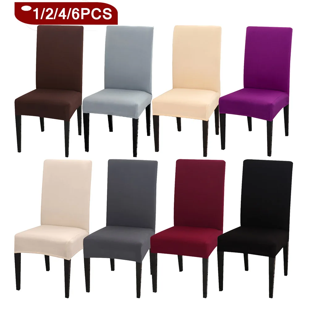 

1/2/4/6PCS Solid Color Chair Cover Spandex Slipcovers Stretch Elastic Chair Covers For Dining Room Banquet Hotel Kitchen Wedding