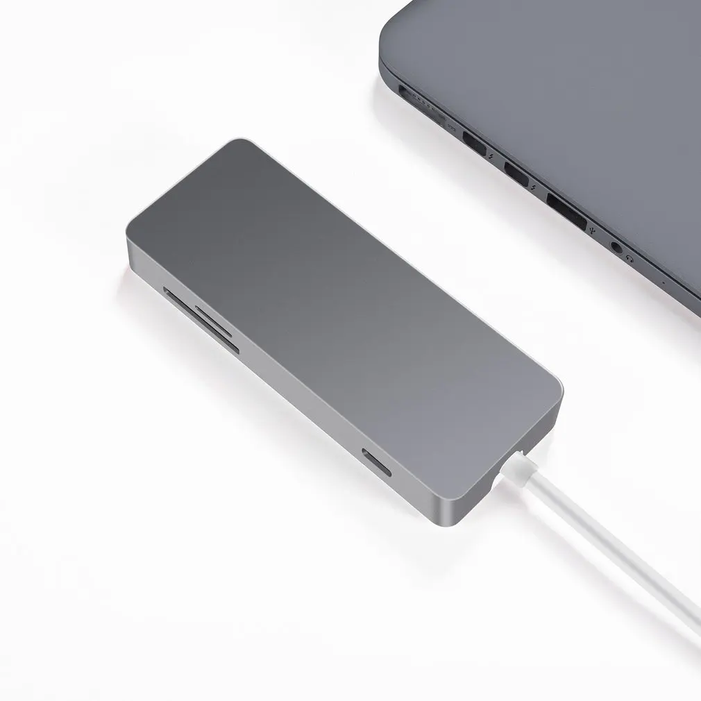 7-в-1 Тип usb-C USB концентратор с LAN Порты и разъёмы Тип с разъемами типа C и конвертер мультимедийного интерфейса высокой четкости 4K видео карта HD TF Card Reader Многофункциональный usb 3,0 концентратор