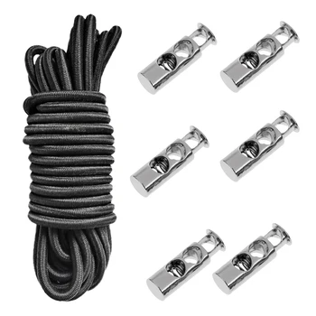 

5m Elastic Bungee Rope Shock Cord Tie Down+6 Pieces Barrel 2 Hole Cordlocks