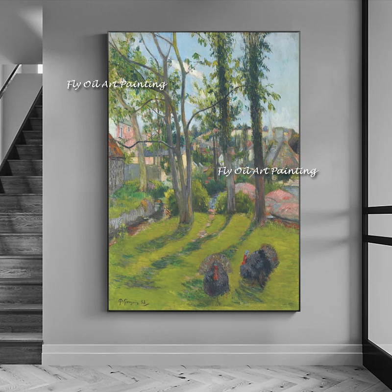 

The Top Handmade Paul Gauguin Creative Goose Tree Oil Painting Abstract Corridor Porch Wall Art Office Decoration Forest Animal