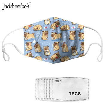 

Jackherelook Pug Dogs Women Mouth Mask Dustproof Reusable Kids Half Face Face Mask Prevent Bacteria 7 Filters Paper masque