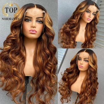 

Topnormantic Highlight Color 13x6 Lace Front Human Hair Wigs 180% Density Lace Front Body Wave Wigs For Women Preplucked