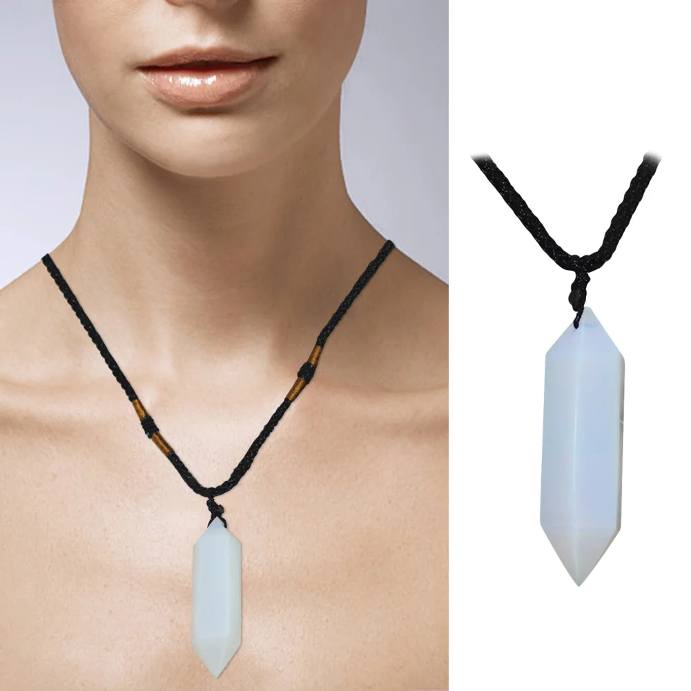 Hexagonal Column Quartz Necklaces Pendants Fashion Natural Stone Bullet Pink Crystal Pendant Necklace For Women Decor Party Gift | Дом и сад