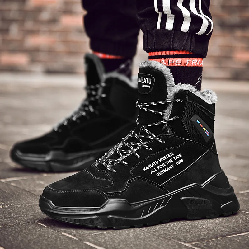 

Winter keep warm plush Skateboarding shoes Men sneakers snow boot Platform high shoes Outdoor increased casual shoes men