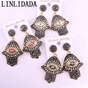 

3Pair High Quality cz micro pave charms eye earrings jewelry Rhinestone paved Hamsa Hand Earrings