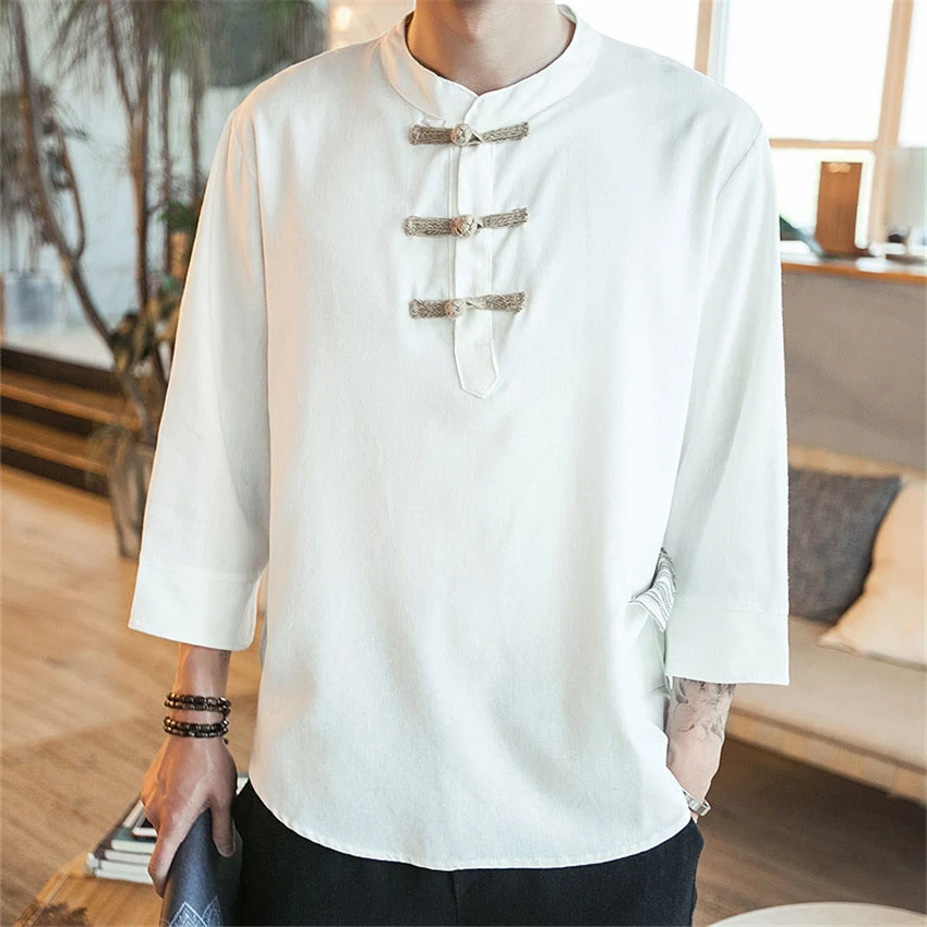 Tangsuit Traditional Chinese Clothing for Men Mandarin Collar Top Blouse Plus M-5XL New Year Party Cheongsam Chinese Shirts
