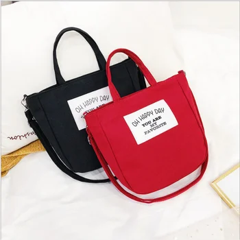 

New Harajuku Student Letters Portable Diagonal Shoulder Canvas Bag Large Capacity Collapsible Ladies Shopping Bag