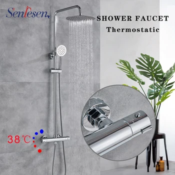 

Senlesen Chrome Shower Faucet Stainless Steel Head W/ Hand Shower Single Handle Valve Para Bath Shower Mixer Water Tap