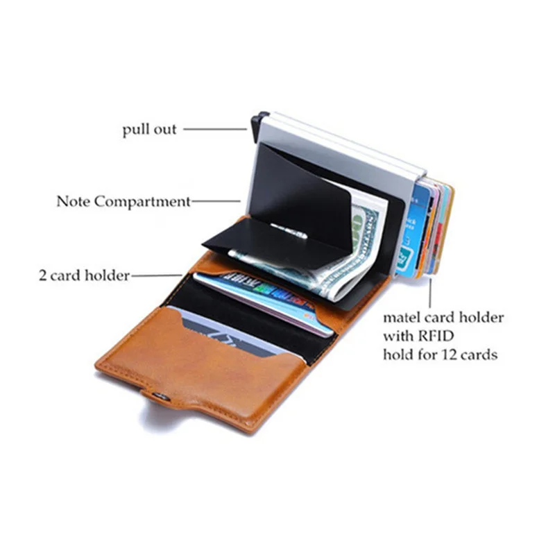 BISI GORO RFID держатели для карт Двойные коробки карбоновый кошелек многофункциональный чехол для карт Противоугонная коробка из искусственной кожи алюминиевая коробка