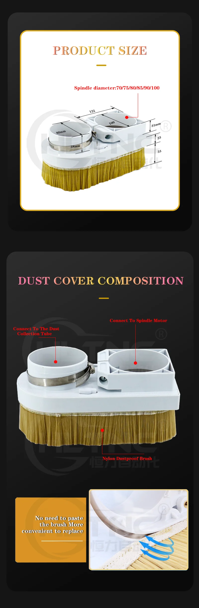 garage woodworking bench Woodworking Spindle shoe 70mm 75mm 80mm 90mm 100mm  Dust Collector Dust Cover Brush For CNC Spindle Motor Milling Machine Router wall mounted woodworking bench