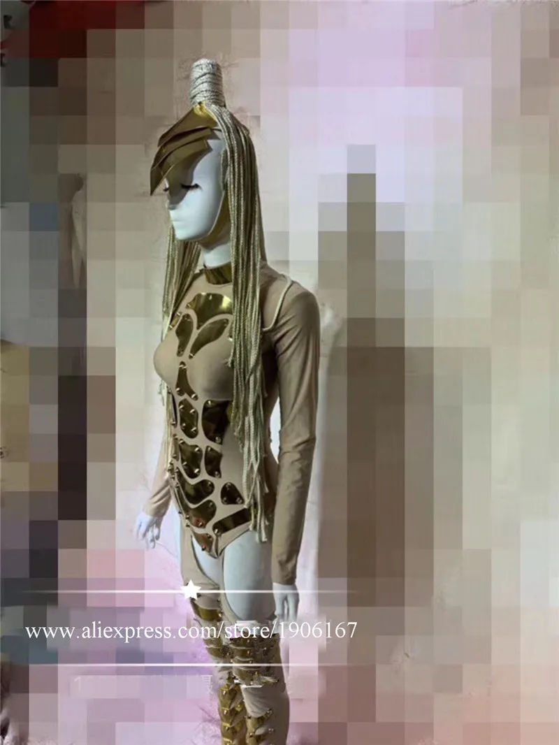 Nightclub bar female singer dance team for a show party mirror one-piece suit costume3