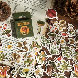 Autocollants plantes séries forêt rétro, étiquette Scrapbooking, papeterie de décoration pour agenda coréen, étiquette artisanale, DIY bricolage, 46 pièces/boîte 
