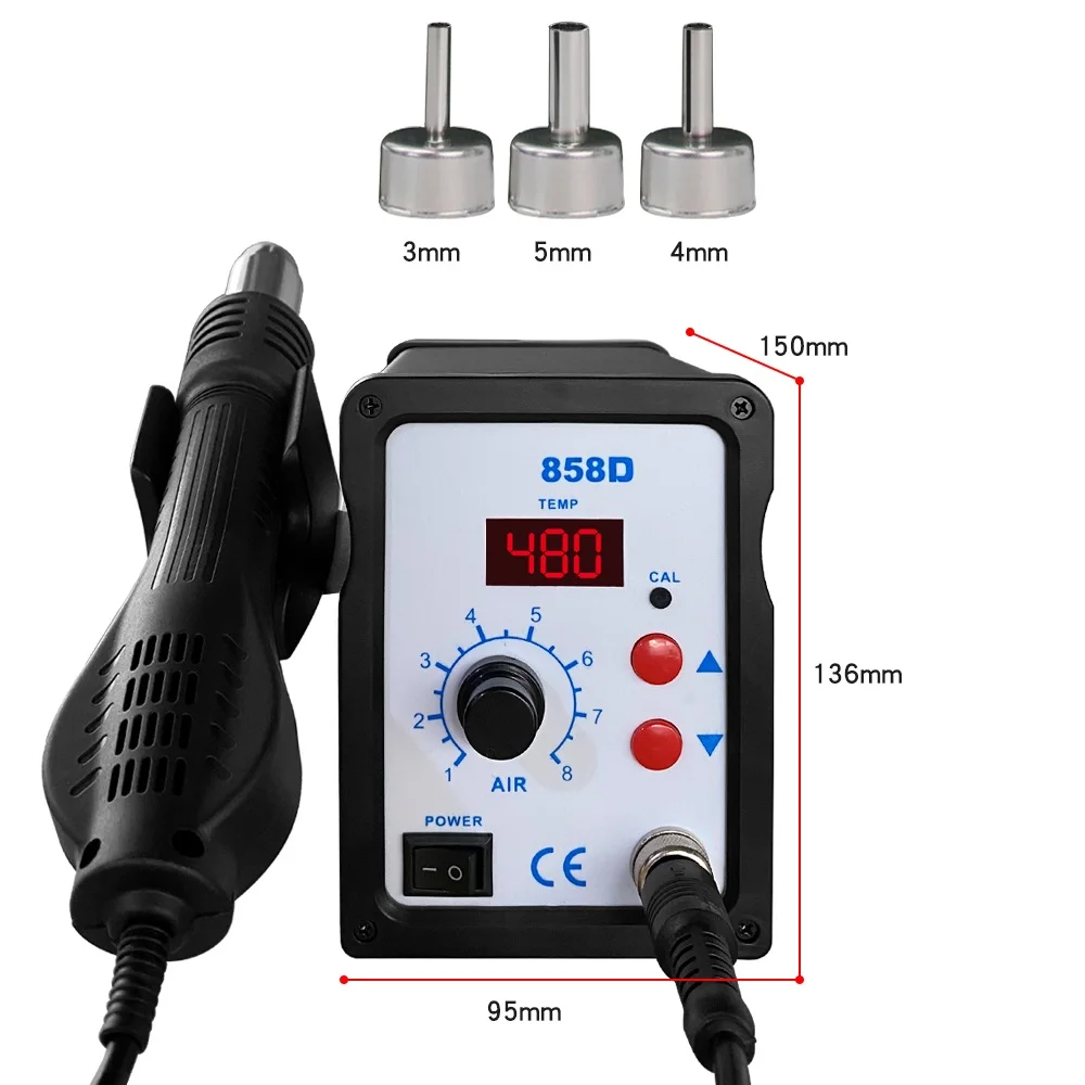 Hot Air Gun 858D BGA Rework Solder Station Blower Hair Dryer Hairdryer Soldering Heat Gun 220V 110V For SMD SMT Welding Repair 3