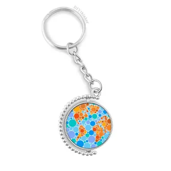 

Blue Orange World Map Earth Rotatable Key Chain Ring Keyholder