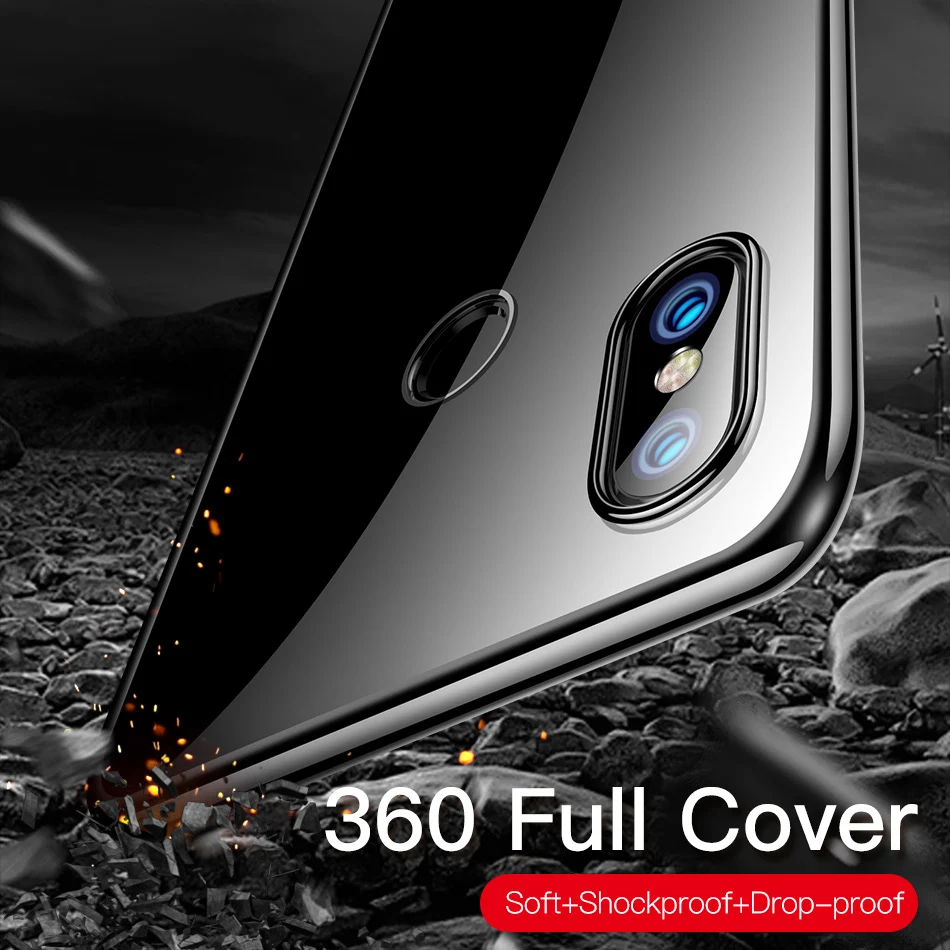 Противоударные силиконовые чехлы для телефонов Xiaomi Mi 8/Mi8 SE Lite 360 Прозрачная